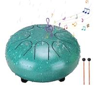 BABORUI Rain Drum for Outside Garden - Upgraded Non Waterlogging Rain Drum for Outside when It Rains, 6 Inches 8 Notes Steel Tongue Drum Rain Chime, Musical Outdoor Rain Drum Instrument(Malachite)