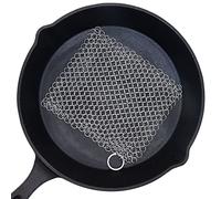 BabriInta Cast Iron Scrubber - 6 Inch Stainless Steel Chain mail Scrubber for Cast Iron Pans Cleaner Chainmail Scrubber for Skillet, Wok, Pot, Dutch Ovens