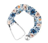 Babrukda Blue Orange Hibiscus Flowers Stethoscope Cover Sleeve for Nurse Doctor Stethoscope Accessories 1 Pack Slim Stethoscope Sleeve Easy to Use Universal Fit to All Types of Stethoscopes
