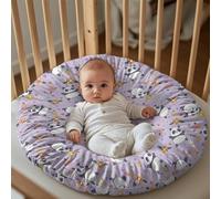 Babrukda Funny Panda Newborn Lounger Cover Daisy Floral Purple Pattern Baby Lounger Cover with Portable Handle Removable Slipcover for Infant Lounger Pillow Holiday Gifts (Lounger Not Included) -1