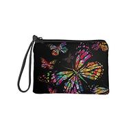 Babrukda Women Girls Coin Purse Pouch Change Wallet Clutch Bags Mini Makeup Bag, Butterfly Colorful, 1 Pieces, Classic