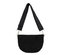 Babs + Birdie Freya Crescent Crossbody Bag - Checkered Vegan Suede, Adjustable Strap, 10 Colors, Black, Casual