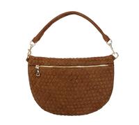 Babs + Birdie Freya Crescent Crossbody Bag - Checkered Vegan Suede, Adjustable Strap, 10 Colors, Brown, S, Casual