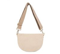 Babs + Birdie Freya Crescent Crossbody Bag - Checkered Vegan Suede, Adjustable Strap, 10 Colors, Ivory, S, Casual