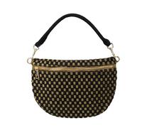 Babs + Birdie Freya Crescent Crossbody Bag - Checkered Vegan Suede, Adjustable Strap, 10 Colors, Olive/Black Checkered, S, Casual