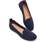 BABUDOG Women's Sparkly Flats Shoes Shiny Mesh Loafers Shoes Soft Memory Foam Flats, Navy, 4.5 UK