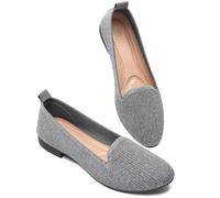 BABUDOG Women's Sparkly Flats Shoes Shiny Mesh Loafers Shoes Soft Memory Foam Flats, Sparkly Dark Grey, 5 UK