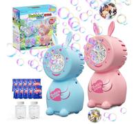 Babuloo 2 Packs Bunny Bubble Machine, Automatic Bubble Maker Toys for Kids 8000+ Bubbles Per Minute with Bubble Solution/Lights, Boys Girls Bubble Machines for Easter Gifts Outdoor Party Wedding