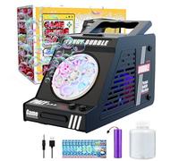 Babuloo Automatic Bubble Machine, Portable Bubble Making Toy for Kids 6 Big Bubble Holes with 10000+ Bubbles/Color Lights/Rechargeable Battery/Solution for Outdoor Party Wedding, Black
