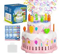 Babuloo Birthday Cake Bubble Machine, Automatic Bubble Blower Machine for Kids Toddlers with Music/Lights/Solution,10000+ Bubble/Min 13 Holes Bubble Maker Toys for Outdoor Birthday Wedding Gift
