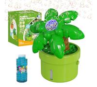 Babuloo Coconut Tree Bubble Machine, Electric Plant Bubble Blower Machine for Kids 8000+ Bubbles per Minute, Automatic Bubble Maker Toy with Solution/Lights for Outdoor Party Wedding, Green