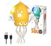 Babuloo Dancing Octopus Toy, Electric Octopus Crawling Toy for Kids with Music/Lights/Rechargeable Battery, Light up Magic Moving Squid Toys for Baby Boy Girl 3 4 5 6+ Year Old Birthday Gifts, Yellow