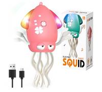 Babuloo Dancing Octopus Toy for Kids, Electric Octopus Crawling Toy with Music/Lights/Rechargeable Battery, Light up USB Moving Squid Toy for Baby Boy Girl 3 4 5 6+ Year Old Birthday Gifts, Pink