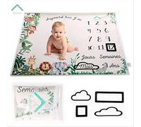 Babum Baby Step Kids Blanket for New Born | Baby Monthly Rug for Girls and Boys Unisex | Baby Shower Keepsake Gift for Young Mom | Soft and Thick Personalised Blanket | Oeko-Tex