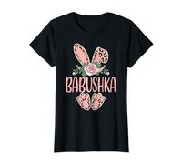 Babushka Cute Leopard Bunny Ears Floral Easter T-Shirt