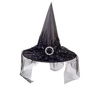 BABWWNIX Halloween Witch Hat, Halloween Costume Witches Hats for Women, Spiders Wizard Cap Novelty Cosplay Hats for Party (C-Black, 15.35 * 13.78inch)