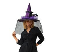 BABWWNIX Halloween Witch Hat, Halloween Costume Witches Hats for Women, Spiders Wizard Cap Novelty Cosplay Hats for Party (B-Purple, 18.9x14.17inch)