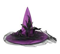 BABWWNIX Halloween Witch Hat, Halloween Costume Witches Hats for Women, Spiders Wizard Cap Novelty Cosplay Hats for Party (Purple, 19.69'*15.75inch)