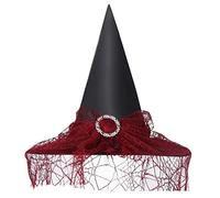 BABWWNIX Halloween Witch Hat, Halloween Costume Witches Hats for Women, Spiders Wizard Cap Novelty Cosplay Hats for Party (C-Red, 15.35 * 13.78inch)
