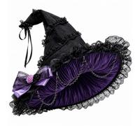 BABWWNIX Women's Witch Hat Lolita Magic Wizard Hat Halloween Costume Accessory (Purple, One Size)