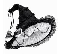 BABWWNIX Women's Witch Hat Lolita Magic Wizard Hat Halloween Costume Accessory (White, One Size)