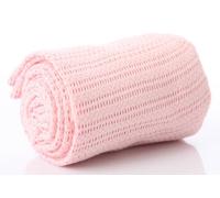 Baby 100% Pure Cotton Cellular Blanket for Pram Cot Bed Moses Basket Crib 70 x 90 cm 3 Colours : Pink , White Or Blue (Pink)