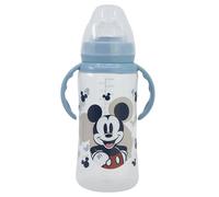 BABY 12 OZ WIDENECK BOTTLE SILICONE TEAT 3 POSITIONS WITH HANDLES MICKEY MOUSE FULL OF SMILES