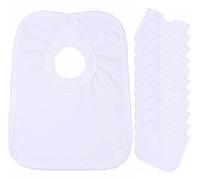 Baby 12 Pack Bibs 100% Cotton White Popover The Head One Size Large Bib