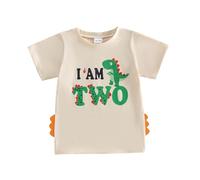 Baby 1st 2nd Birthday Tshirts Toddler Boys Summer Outfits Letter Dinosaur Print Short Sleeve Pullovers Presents for Two Year Old Boy Tee Shirt (Two, 2-3 Years)