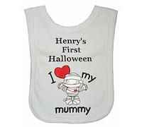 Baby 1st Halloween Applique I Love You Mummy Personalised Bib. (White)