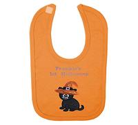 Baby 1st Personalised Applique Cat Halloween Bib (Orange)