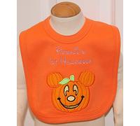 Baby 1st Personalised Applique Mickey Mouse Halloween Bib (Orange)