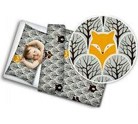 BABY 2PC BEDDING SET PILLOW CASE + DUVET COVER 135x100CM FIT COTBED 100% COTTON FOX FOREST GREY