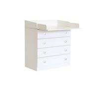 KUDL Baby 4 Drawer Unit 1580 With Changing Board And Storage - White, White