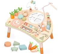 Baby Activity Table Toys for 1+ Year Old, 9-in-1 Wooden Montessori Toy Busy Board for Kids with Shape Sorter Bead Maze, Toddler Sensory Learning Toys Age 12+ Months, 1st Birthday Gifts (ed)