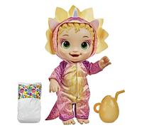Baby Alive Dino Cuties Doll, Triceratops, Doll Accessories, Drinks, Wets, Triceratops Dinosaur Toy for Kids Ages 3 Years and Up, Blonde Hair