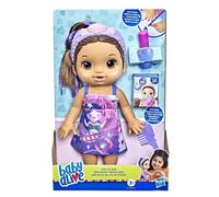 Baby Alive Glam Spa Doll, Mermaid, Makeup Toy for Kids 3 and Up, Color Reveal Mani-Pedi, 12.6-Inch Waterplay, Brown Hair, F3565