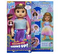 Baby Alive Princess Ellie Grows Up! Brown Hair, Interactive Doll with Accessories, Toys for 3+ Years Old Girls and Boys, 18-Inch