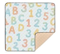 Baby Alphabet Pattern - Watercolor Style Large Stylish Baby Playmat for Indoor Outdoor Water Resistant Activity Gym Mat for Baby Kids Toddlers Infants, 50'' x 50''