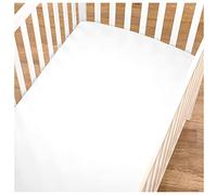 Baby Amabc Cot Fitted Sheets | Bedding For Cot bed | Soft Baby Sheets For Standard Crib and Toddler Mattresses Fully Elasticated Skirt Breathable Easy Care (Single Pack, White), Cot Bed 70 x 140CM