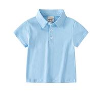 Baby and Toddler Boys Classic Short Sleeve Polo Shirt Summer Solid Color Dress Shirts Cotton Tee Top Kids Pique Polo Cowgirl Outfits for Girls (Light Blue, 18-24 Months)