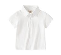 Baby and Toddler Boys Classic Short Sleeve Polo Shirt Summer Solid Color Dress Shirts Cotton Tee Top Kids Pique Polo Cowgirl Outfits for Girls (White, 18-24 Months)