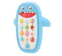 Baby Animal Cell Phone Toy, Soft Teether Case, Washable, Colorful Buttons, Interactive Sounds, Adjustable Volume, Educational Toy with 10 Buttons for Boy Girl (Blue)