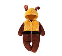 Baby Animal Cosplay Costume Toddler Boys Girls Long Sleeve Zipper Hooded Flannel Jumpsuit Funny Halloween Clothes (Zb Yellow, 12-18 Months)