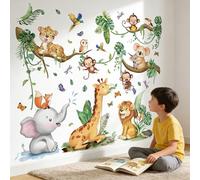 Baby Animal Wall Decals for Nursery: Jungle Safari Theme Kids Room Decor with Peel and Stick Removable Vinyl Wall Stickers for Kids Ages 0-12 Years