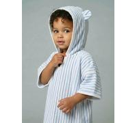 Baby Animals Bath Poncho, with Recycled Cotton striped blue