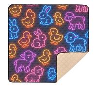 Baby Animals Pattern - Neon Style Large Non-Slip Baby Gym & Activity Mat for Floor Cozy Breathable Activity Entertainment Mat for Baby Kids Toddlers Infants, 50'' x 50''