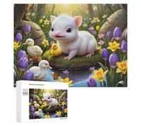 Baby Animals Spring Scene: Holiday-Season Gift, 500 PCS Displayable Picture Puzzle - to Assemble, Frame And Display