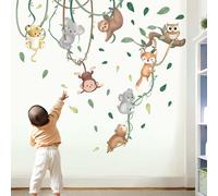Baby Animals Wall Stickers for Nursery: Kids Boys Bedroom Classroom Daycare Wall Decals - Jungle Animals Climbing Tree Fox Giraffe Monkey Sloth Koala