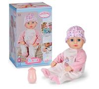Baby Annabell Anna Rose - Soft 36 cm baby doll for toddlers - With pink romper, hat & sleeping eyes - Soft fabric doll with bottle - Perfect first doll suitable from 1-2 years of age
